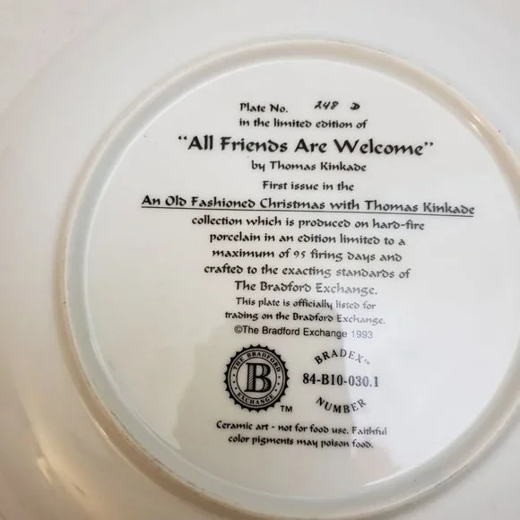Thomas Kinkade Plate All Friends are Welcome - Picture 5 of 7